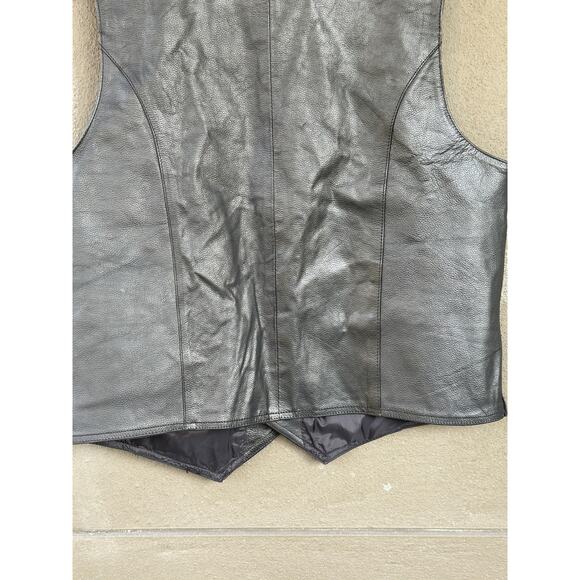 WILSONS Men's Large Leather Vest Button Up Moto Biker Style - Picture 8 of 12